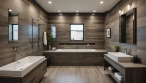 salle de bain avec carreaux imitation bois